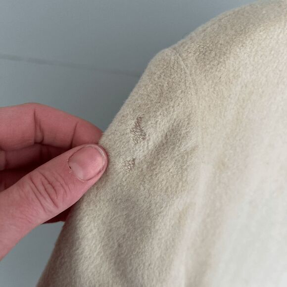 VTG 50s Lorendale 100% Cashmere Ivory Wrap Coat Portrait Collar S/M - Picture 11 of 16